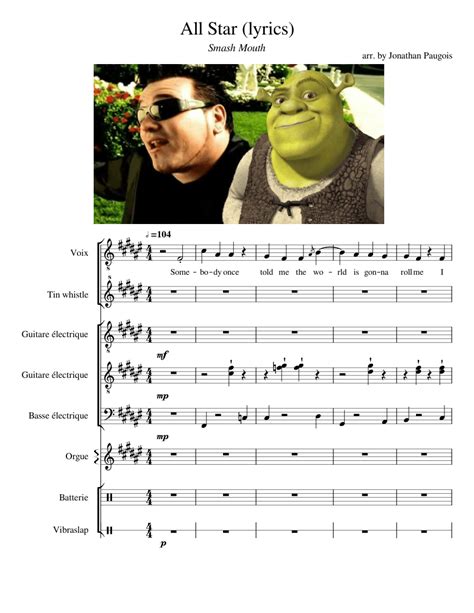 All Star (+Lyrics) | Smash Mouth Sheet music for Organ, Vocals, Guitar, Bass guitar & more ...