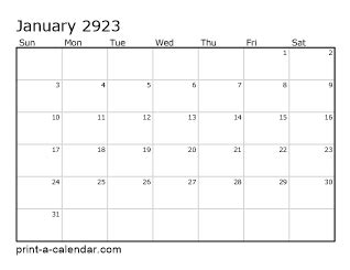 2923 Printable Monthly Calendar