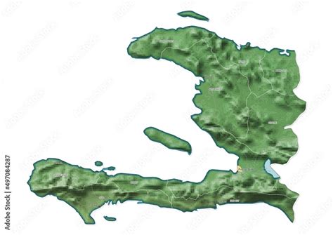 Isolated map of Haiti with capital, national borders, important cities ...