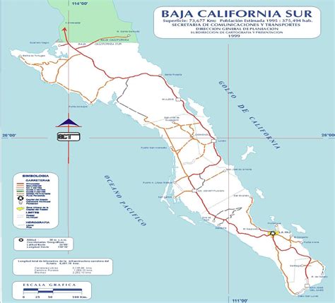 Baja California Sur Mexico Road Map • Mapsof.net