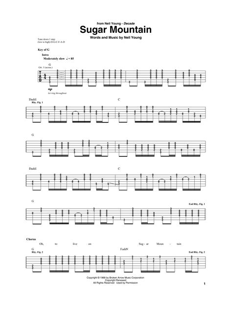 Sugar Mountain by Neil Young - Guitar Rhythm Tab - Guitar Instructor