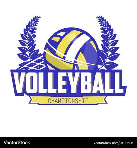 Volleyball championship logo with ball Royalty Free Vector