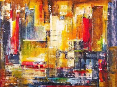 Abstract Cityscape Painting Print - "City in Motion" - Chicago Skyline Art - Contemporary Canvas ...