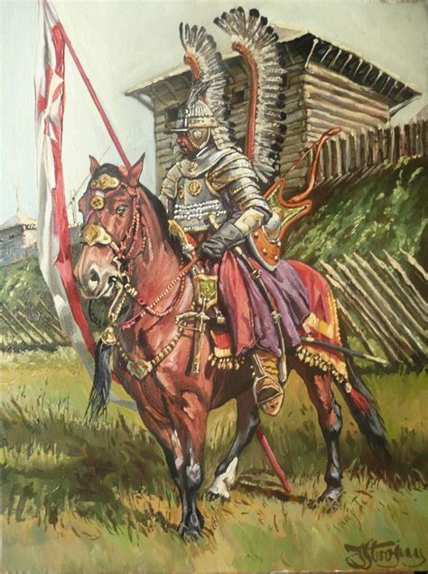 Polish Winged Hussar; "Guard" oil painting by Yaroslav Stroyny; Poland ...