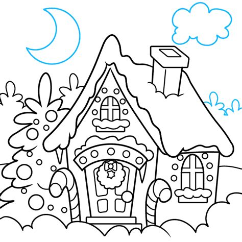 How to Draw a Christmas House - Really Easy Drawing Tutorial