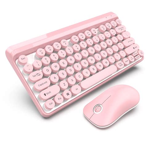 Retro Pink Keyboard 2.4g Wireless Keyboard And Mouse Combo - Buy ...