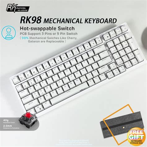 Royal Kludge RK98 RGB Mechanical Keyboard Wired Type-C/wireless ...