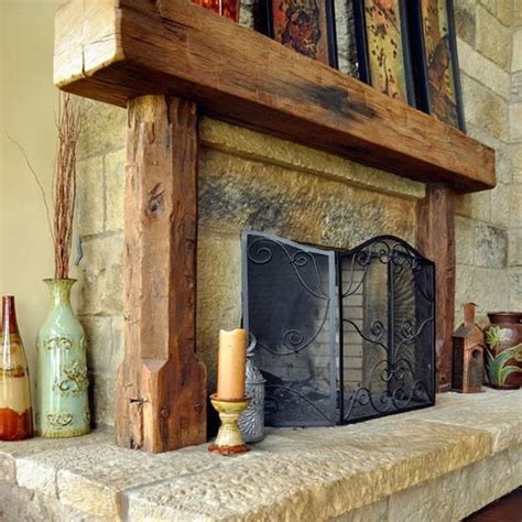 (1) REAL BEAM - Rustic full 8" x 8" wood beam fireplace mantel with ...