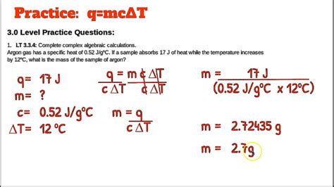 3.0 Level q=mc∆T Practice - YouTube