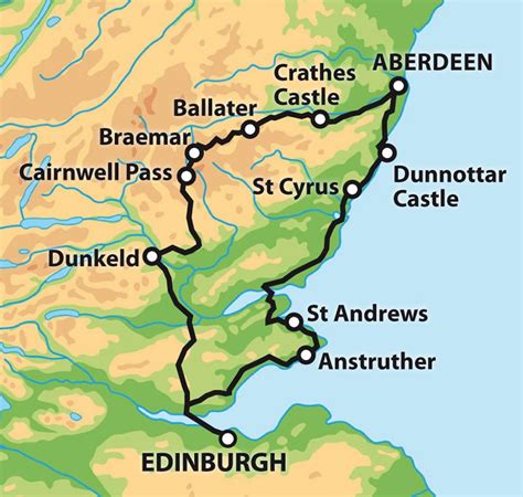 Private 2 Day Tour - Aberdeen, Castles and Coast map | Scotland tours, Aberdeen, Aberdeen castle