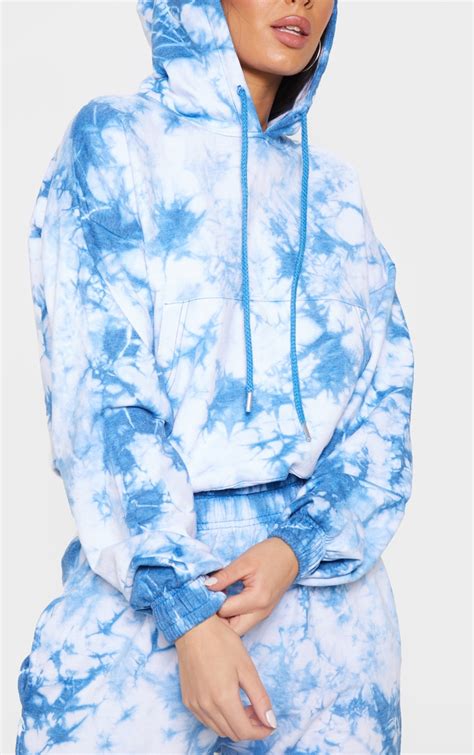 Blue Tie Dye Oversized Hoodie | Tops | PrettyLittleThing