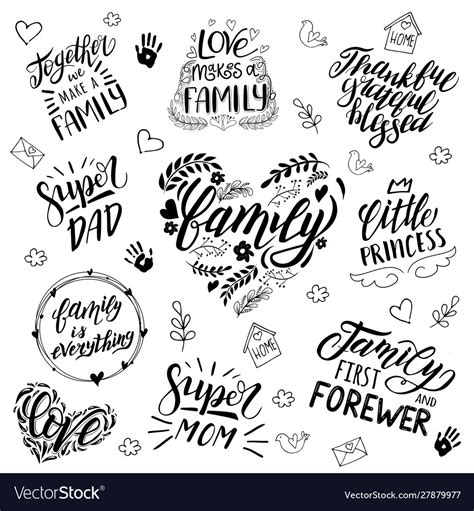 Lettering and calligraphy quotes about family Vector Image