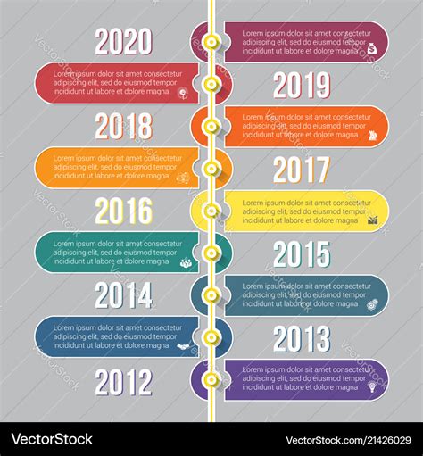 Vertical timeline infographics colorful template Vector Image