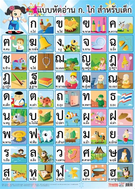 Thai Alphabet Poster - great chart to learn the Thai consonants (fits A4 paper perfectly, I ...