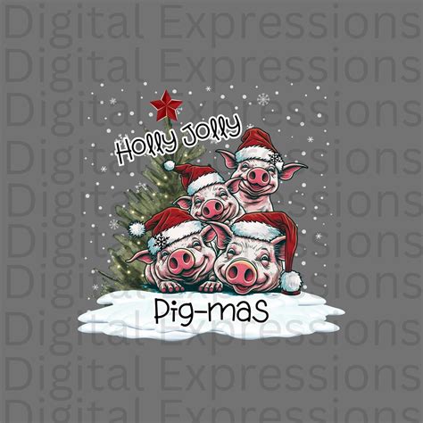 Christmas Pig PNG Pig Clipart Instant Download Printable Christmas ...