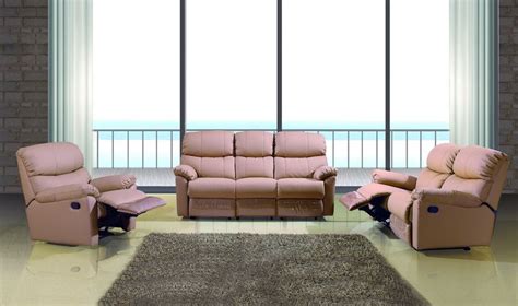 Modern Tan Leather Reclining Sofa Set Loveseat Recliner Living Room | Living room recliner ...