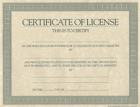 Certificate License for Minister | Cokesbury