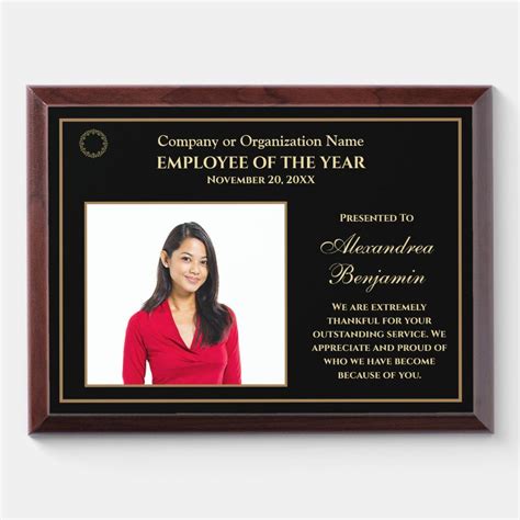 Employee Of The Year Photo Business Company Award Plaque | Zazzle ...