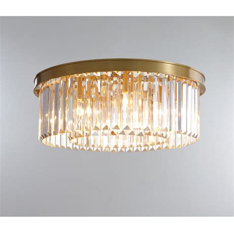 Solid Brass Flush Mount Crystal Ceiling Light Bedroom Decorative Living Room Large Round Luxury