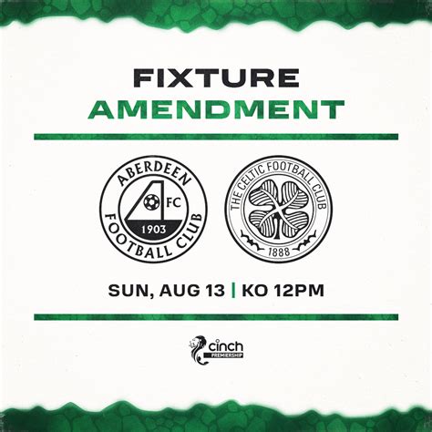 Celtic Football Club on Twitter: "🗓 Updated fixture info for our August ...