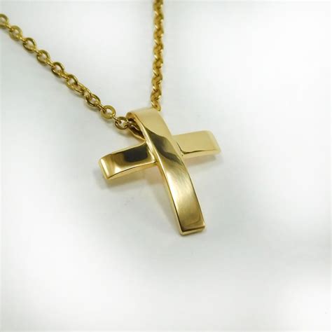 Solid Gold Cross Men Gold Necklace Mens Gold Cross 14K Gold - Etsy