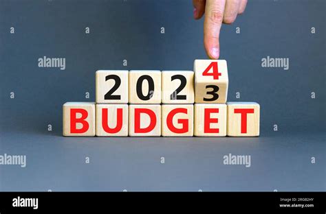 Planning 2024 budget new year symbol. Businessman turns a wooden cube and changes words Budget ...