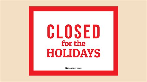 Printable Closed For the Holiday Sign PDF