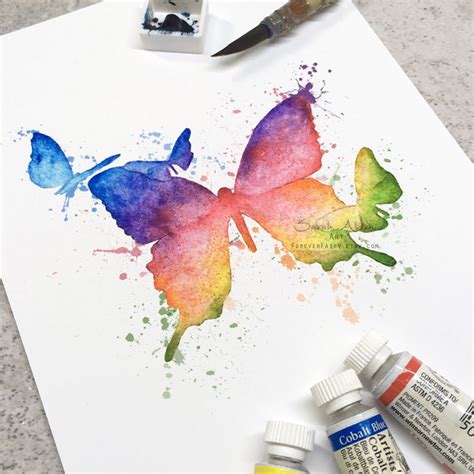 Butterfly Rainbow Print, Butterflies Rainbow Painting, Watercolor ...