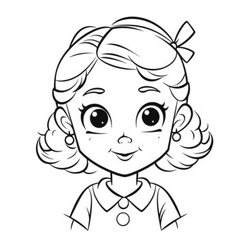 Cute Cartoon Girl Face Outline Sketch Drawing Vector, Car Drawing, Cartoon Drawing, Wing Drawing ...