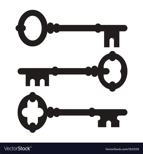 Old key silhouette set Royalty Free Vector Image