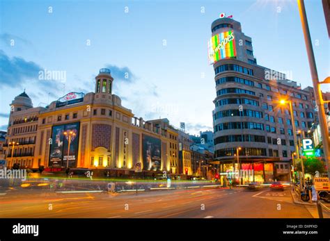 Gran Via, night view. Madrid, Spain Stock Photo - Alamy