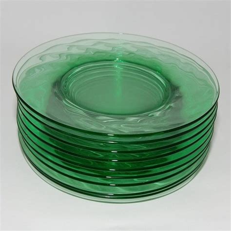 Vintage Depression Green Glass Salad Plates Spiral by Abundancy