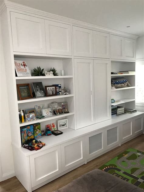 White Painted Entertainment Wall Unit Bookcases - Aus- AUSFURNITURE