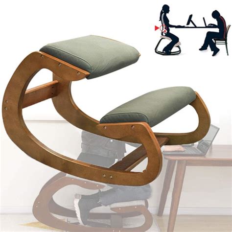 Buy DHFD Ergonomic Kneeling Chair Wooden Stool, Office Rocking Kneel ...