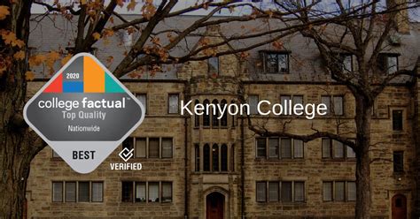 Kenyon College is a Top 100 Best College in the U.S. According to 2020 College Factual Ranking