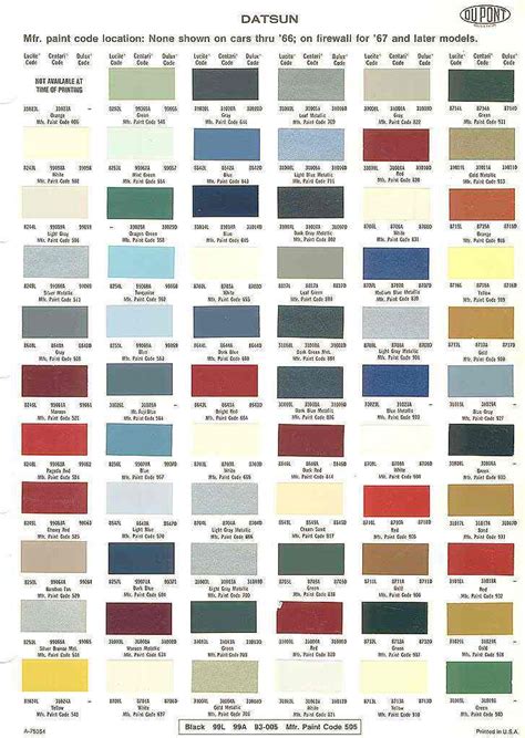 Color Chart Car Colors List