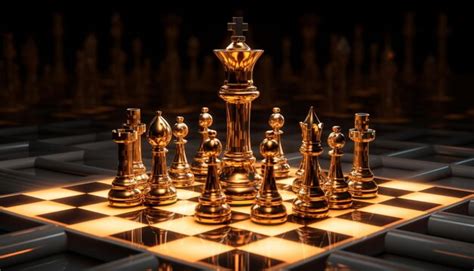 Premium Photo | Chess board with glowing golden Queen piece