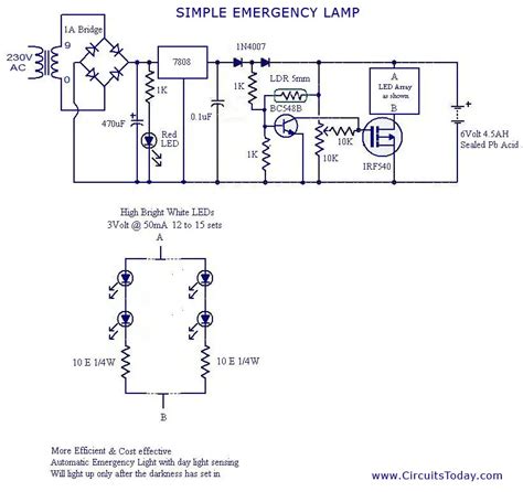 Automatic LED Emergency Light Circuit