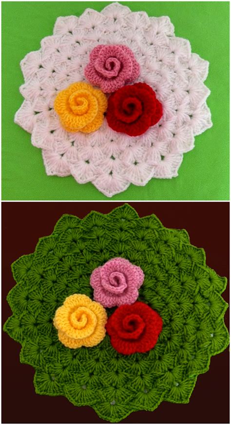 Crochet Lovely Doily With Flowers - Crochet Ideas