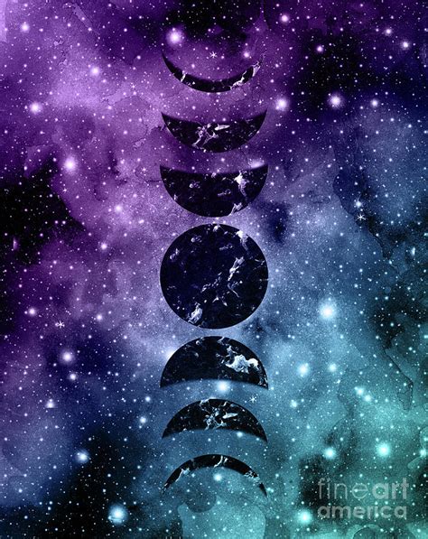 Purple Teal Galaxy Nebula Dream Moon Phases #1 #decor #art Digital Art by Anitas and Bellas Art ...