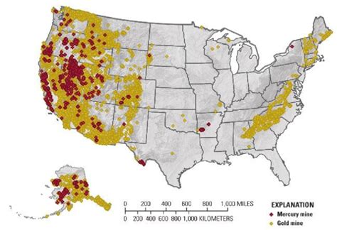 Gold Mines In Usa Map - World Map Gray