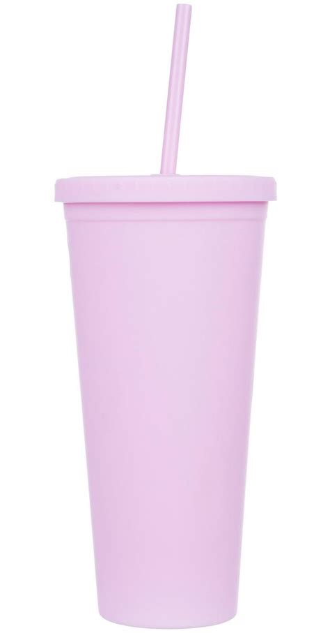 Solid Drinking Cup w/ Straw - Pink | Burkes Outlet