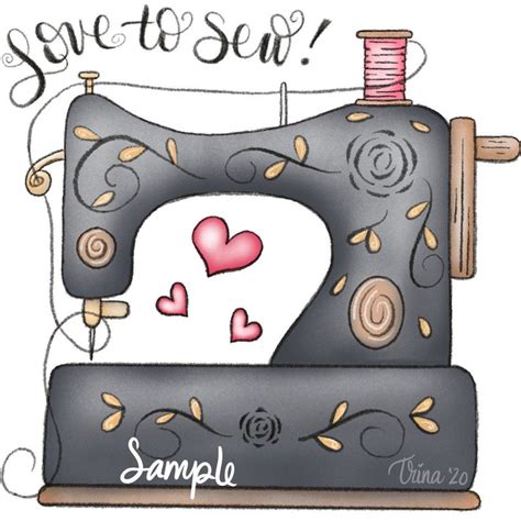 Love to Sew Sewing Machine 2019 Clip Art Designs Graphics | Etsy