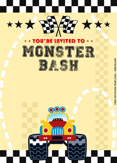 7+ Cartoon Monster Truck Themed 2nd Birthday Invitation Templates With ...