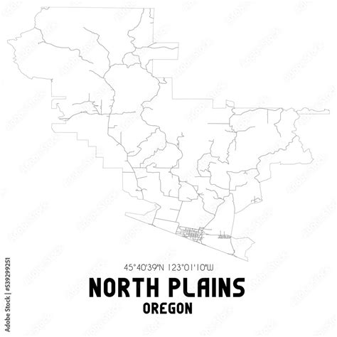 North Plains Oregon. US street map with black and white lines. Stock ...