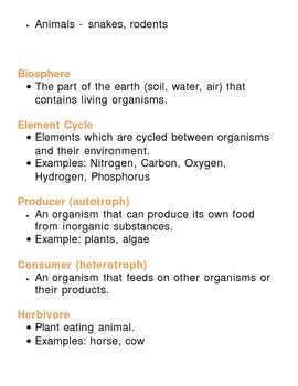 Ecology Unit Vocabulary Lesson Plan by Lisa Michalek | TpT