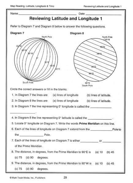 Longitude Latitude Worksheets