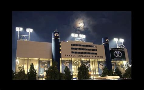 BYU's Lavell Edwards Stadium at night | Byu, Byu cougars, Stadium