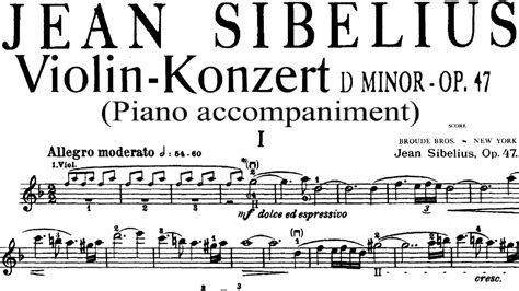 Sibelius, Violín Concerto in D Minor Op. 47,1st movement | Piano ...