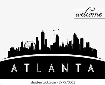 Atlanta Usa Skyline Silhouette Black White Stock Vector (Royalty Free ...